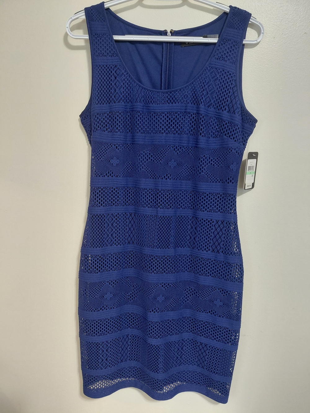 Guess Cobalt Blue Sleeveless Lace-Overlay Mini Dress